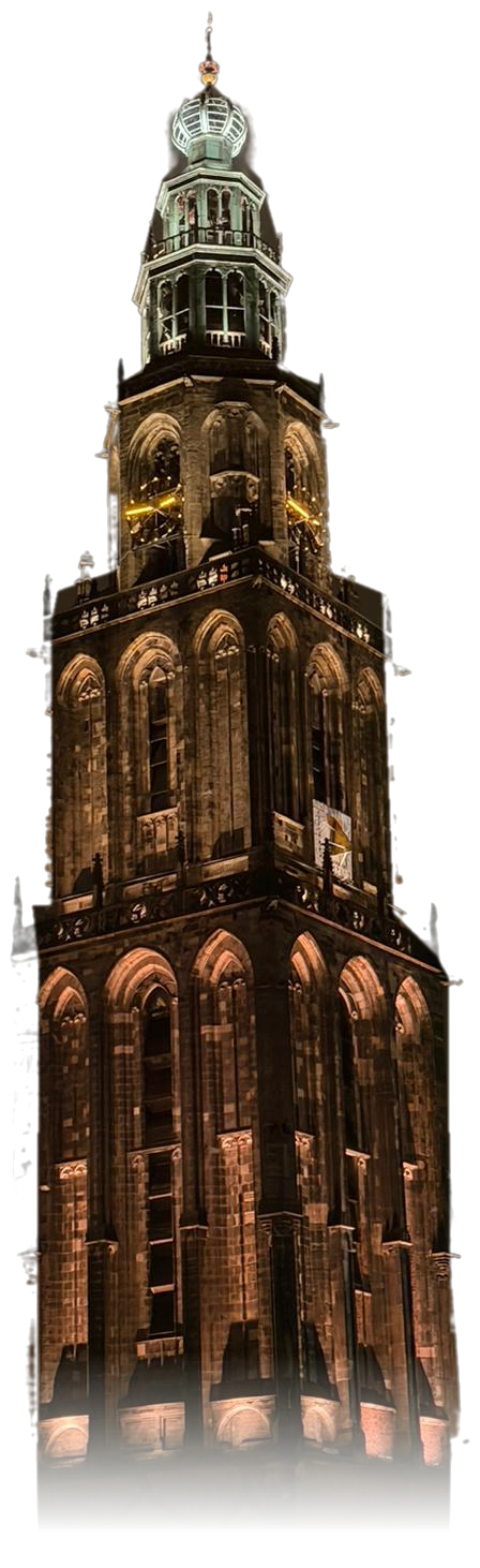 The Martinitoren in Groningen, lit at night